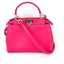 Fendi Mini Peekaboo Bolsa de Ombro em Couro Rosa