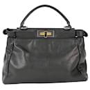 Fendi Black Iconic Peekaboo Zucca Lined Medium Shoulder Bag