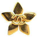 Broche Vintage Chanel Coco Mark Motivo Estrela Banhado a Ouro em Muito Bom Estado