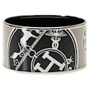 Hermes Enamel Bangle TGM Carriage Silver Gray Black Metal 21cm in Great Condition - Hermès