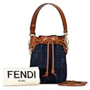 Fendi Denim Leather Montresor Mini Handbag 8BS010 in Great Condition