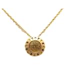 Chanel Gold Gold Plated Rhinestone Flower Pendant Necklace