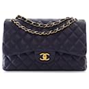 Chanel Blue Jumbo Classic Caviar Double Flap