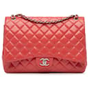 Chanel Pink Maxi Classic Patent Double Flap