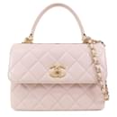 Rabat CC tendance en cuir d'agneau rose petit Chanel