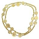 VINTAGE CHANEL NECKLACE LOGO MEDALLIONS NECKLACE 131 CM METAL GOLDEN NECKLACE - Chanel