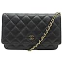 CHANEL CARTEIRA EM BOLSA DE CORRENTE CAVIAR COURO CROSSBODY WOC BOLSA DE MÃO - Chanel