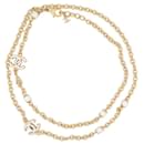 NEUF COLLIER CHANEL SAUTOIR LOGO CC NACRE 85-88 METAL DORE GOLDEN NECKLACE - Chanel