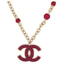 NUEVO COLLAR CHANEL COLGANTE CON LOGO CC RESINA ROJA 40-55 COLLAR CM NUEVO - Chanel