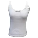 TOP MIU MIU RIBBED BOW TANK TOP 34 XS MJT617 WHITE SLEEVELESS SHIRT - Miu Miu