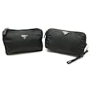 LOT 2 PRADA POUCHES RE-NYLON CANVAS BLACK POUCHES CANVAS POUCH CLUTCH - Prada