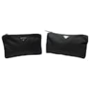 LOT 2 PRADA POUCHES RE-NYLON CANVAS BLACK POUCHES CANVAS CLUTCH POUCH - Prada