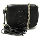 GUCCI SOHO CHAIN SMALL HANDBAG 323190 BLACK SEEDED LEATHER SHOULDER BAG - Gucci