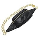 VINTAGE CHANEL BAG BANANA BELT IN BLACK QUILTED LEATHER LEATHER BELT FANNY BAG - Chanel