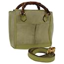 GUCCI Bamboo Hand Bag Suede 2way Green 007 2214 0238 auth 75507 - Gucci