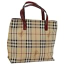 BURBERRY Nova Check Tote Bag Cuero PVC Beige Auth 77107 - Burberry