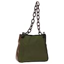 PRADA Chain Shoulder Bag Nylon Khaki Auth 76855 - Prada