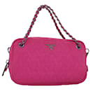 PRADA Chain Hand Bag Nylon Pink Auth 76979 - Prada