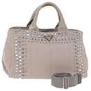 PRADA Bijoux Canapa MM Sac à main en toile 2façon Grey Auth yk12789 - Prada