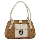 Salvatore Ferragamo Korbhandtasche Holz Beige Auth 77225