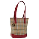 BURBERRY Nova Check Hand Bag Canvas Beige Red Auth 77010 - Burberry