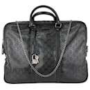 Gucci Maletín GG Imprime Lona revestida Black Monogram Business Bag Usado