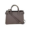 Burberry Banner House Check Leder Canvas mittlere Hand-Schultertasche