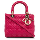 Cuir d'agneau moyen rose Dior Cannage Lady Dior