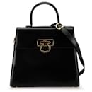 Ferragamo Black Gancini Leather Satchel - Salvatore Ferragamo