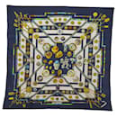 HERMES CARRE 90 Scarf ""Pelile main"" Silk Blue Auth bs14202 - Hermès