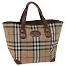 Burberrys Nova Check Hand Bag Canvas Beige Auth ep4362 - Autre Marque