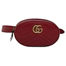 GUCCI GG Marmont Waist bag Leather Red 476434 Auth bs15029 - Gucci