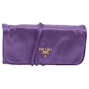 PRADA Jewelry Case Cosmetic Pouch Satin Purple Auth 74450 - Prada