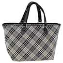 BURBERRY Nova Check Blue Label Tote Bag Canvas Beige Black Auth bs14934 - Burberry