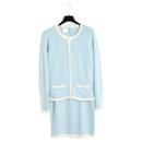 Chanel 1998 Ensemble FR38 Light Blue Cashmere CC set UK10 US8 Pristine