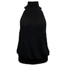 Michael Kors Black Jersey Tank with Ribbed Mock Neck