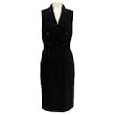 Michael Kors Collection Black Wool Sleeveless Double Breasted Dress