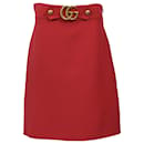 Falda de lana roja hasta la rodilla con hebilla GG de Gucci