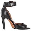 Givenchy Shark Tooth Ankle Strap Open Toe Sandals in Black Leather 