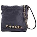 Chanel Mini 22 Quilted Hobo in Black Leather
