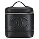 Bolsa de mão Vanity Chanel Caviar Skin Coco Mark Preto Ouro em muito bom estado