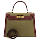 Hermès Borsa Kelly Sellier 28 in Pelle Box Marrone e Tela Officier