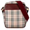 Bolsa transversal em lona xadrez marrom Burberry