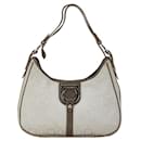 Salvatore Ferragamo Canvas Leather Gancini Shoulder Bag in Good Condition