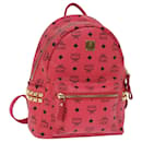 MCM Vicetos Logogram Backpack PVC Leather Pink Auth ac3007