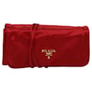 PRADA Jewelry Case Cosmetic Pouch Satin Red Auth 74451 - Prada