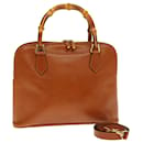 GUCCI Bamboo Hand Bag Leather 2way Brown 000 1186 0289 Auth yk12820 - Gucci