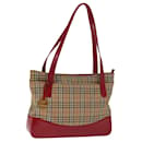 Burberrys Nova Check Schultertasche aus Canvas und Leder Beige Rot Auth 77378 - Autre Marque