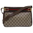 GUCCI GG Supreme Web Sherry Line Shoulder Bag PVC Beige Red Green Auth ep4578 - Gucci