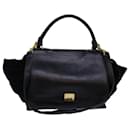 CELINE Trapeze Hand Bag Leather 2way Black Auth 76742 - Céline